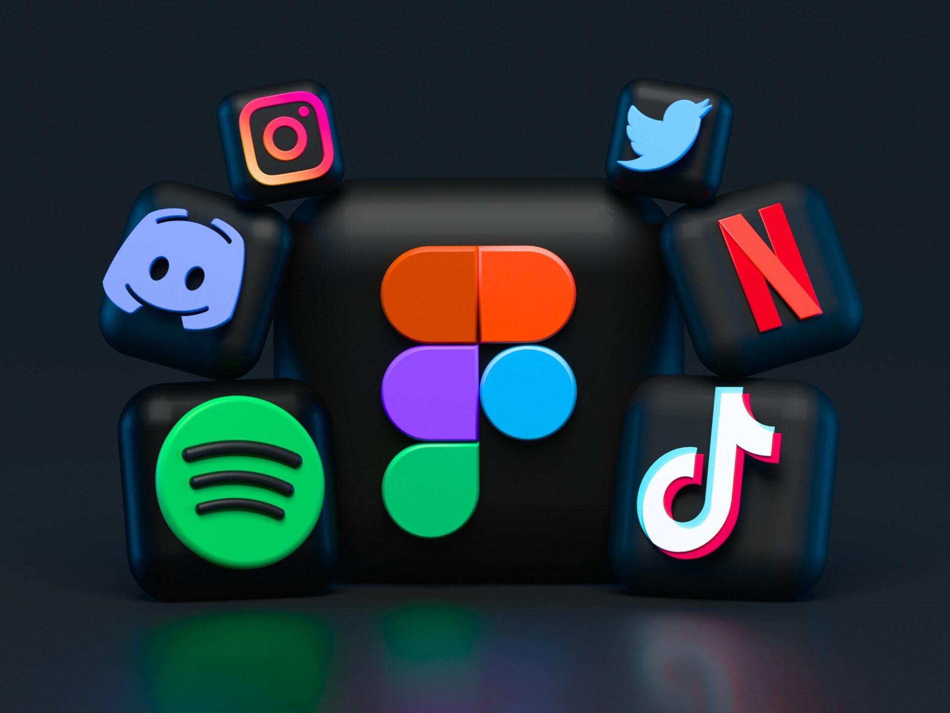 Social media logos on a black background, representing various platforms for business growth.