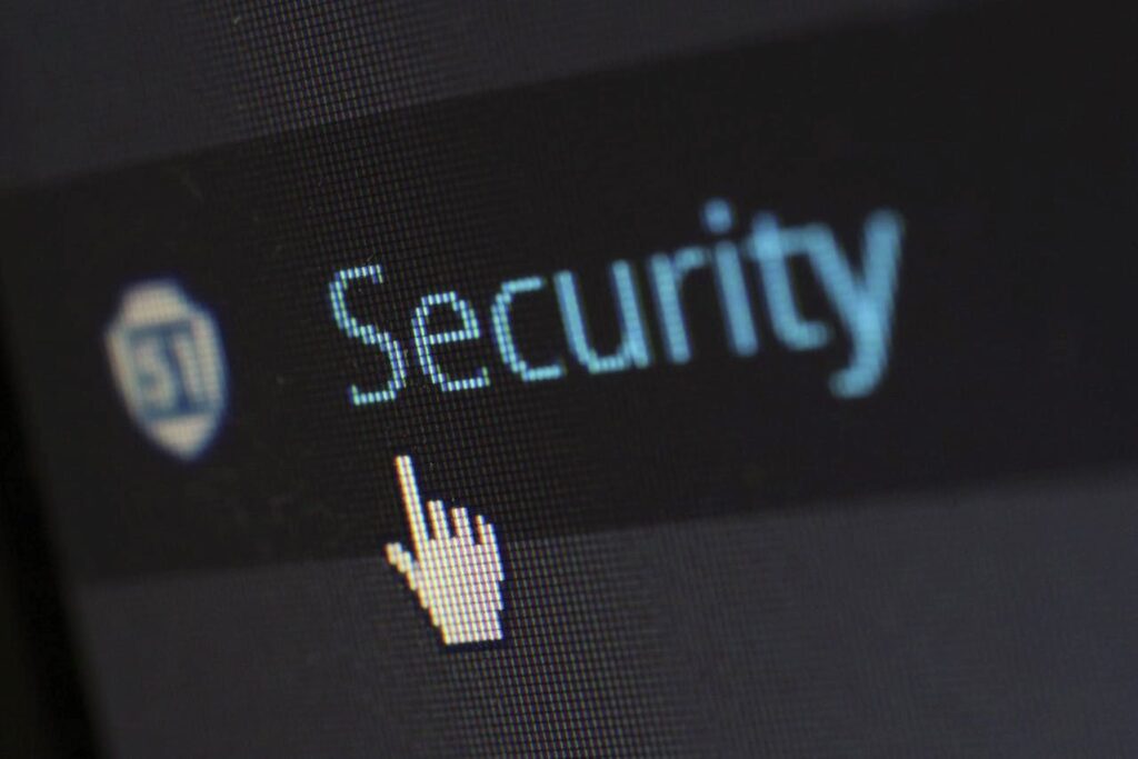 Close-up of computer screen displaying the word 'Security' highlighting the importance of online protection.