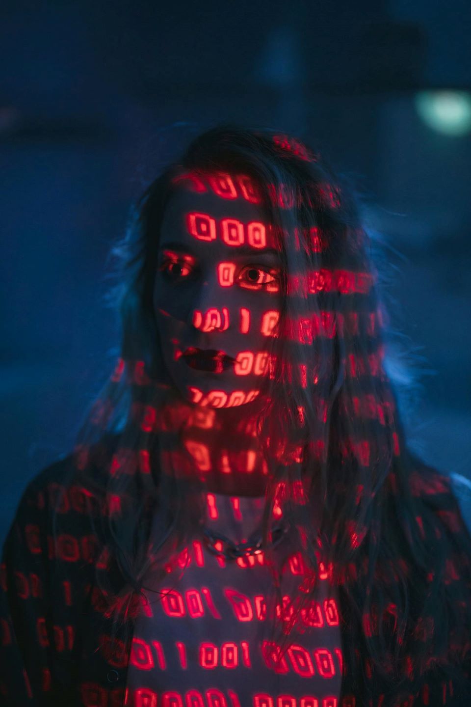 NordVPN, Woman with red digits project on her